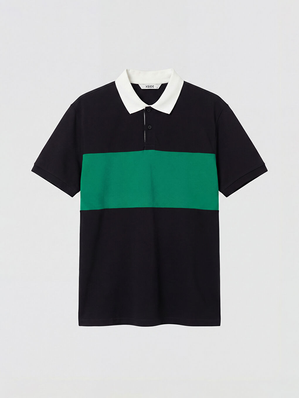 Siyah Relax Fit Renk Bloklu Erkek Tişört