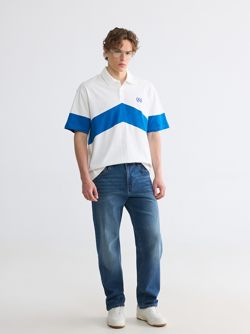 Polo Collar Color Block Men's T-Shirt-1