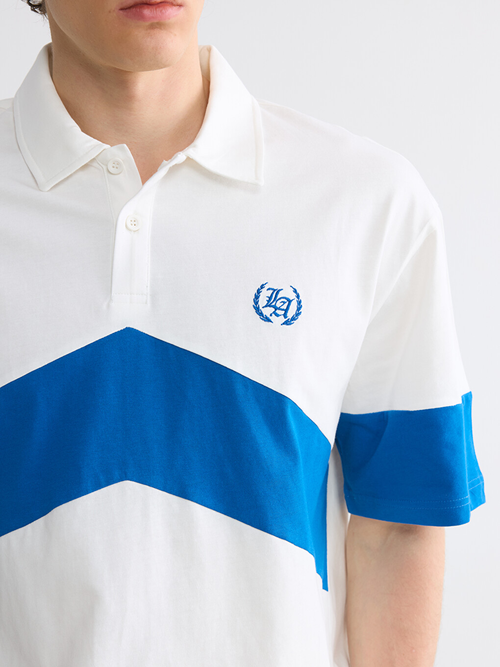 Polo Collar Color Block Men's T-Shirt-2