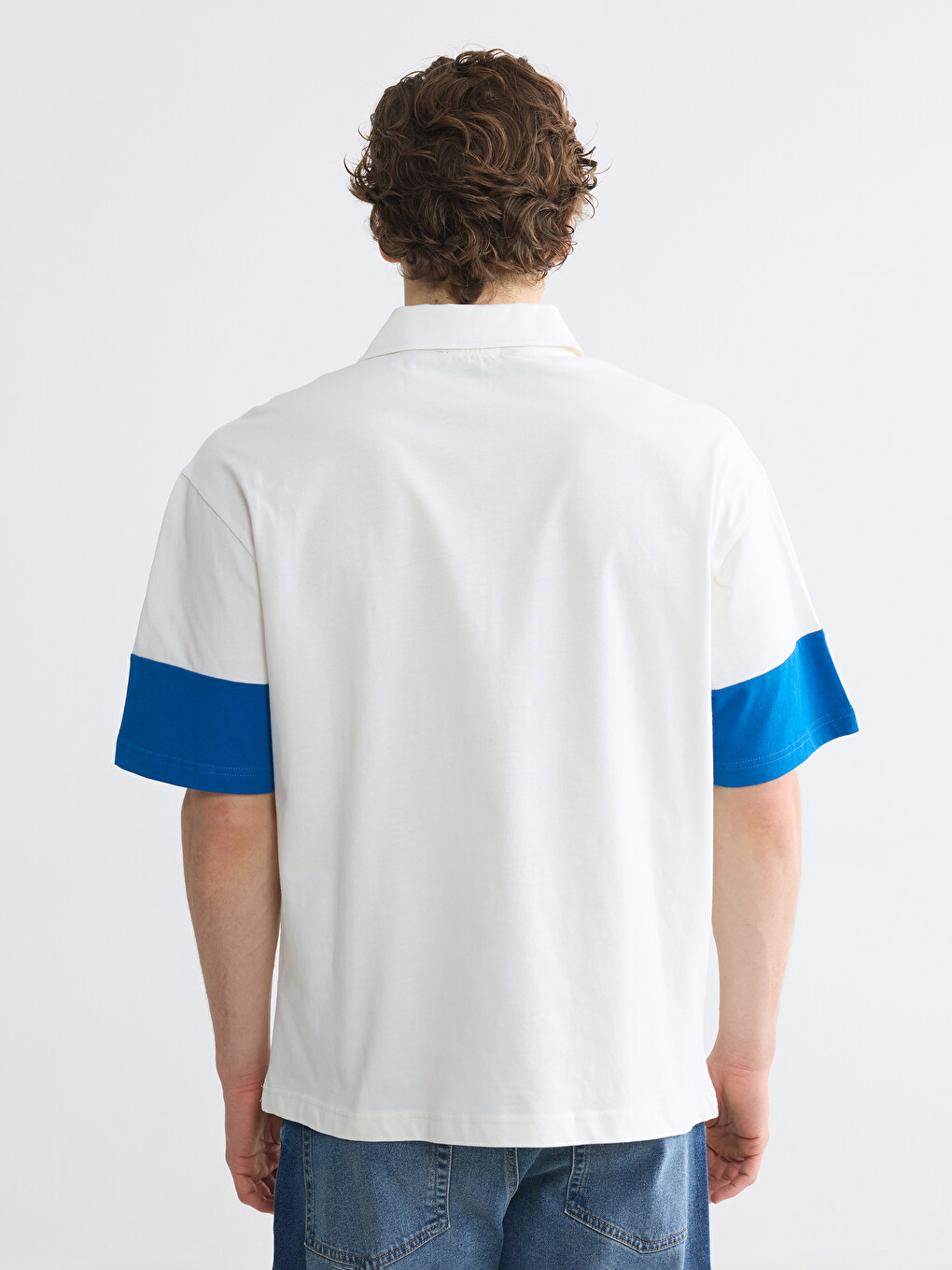 Polo Collar Color Block Men's T-Shirt-3