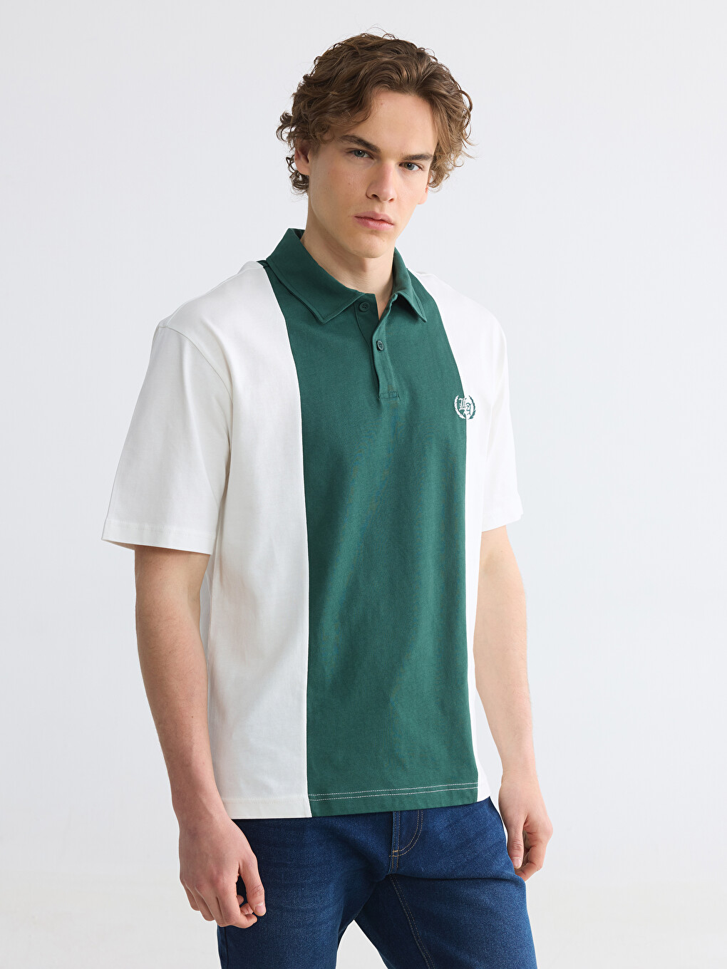 Polo Collar Color Block Men's T-Shirt
