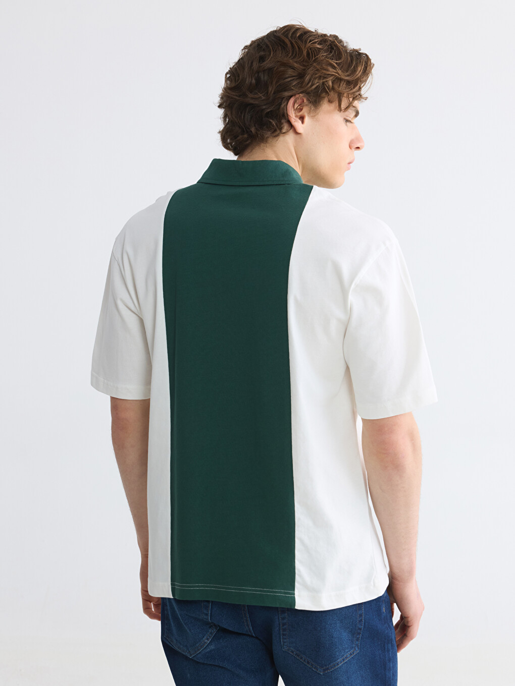 Polo Collar Color Block Men's T-Shirt-3