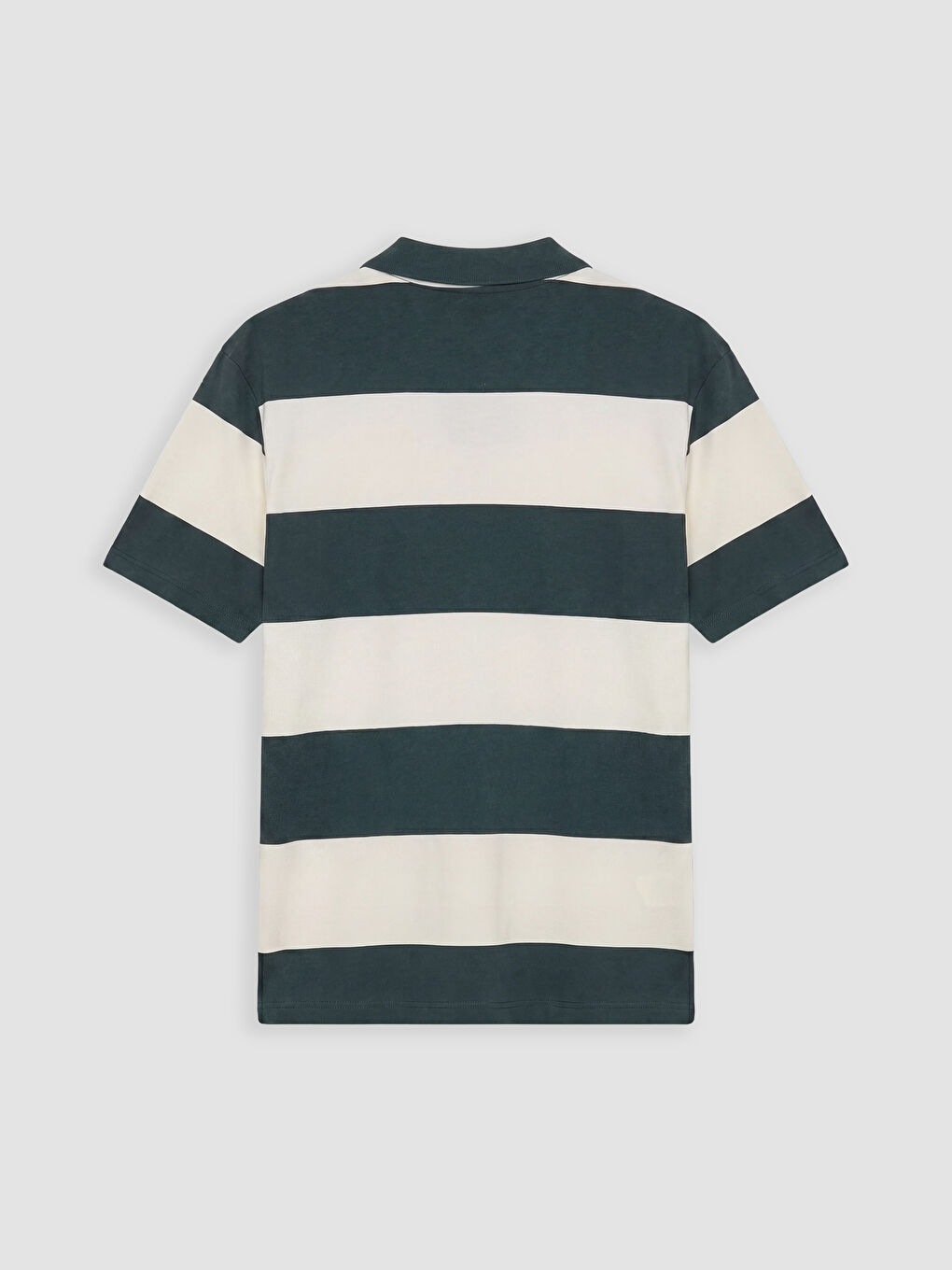 Yeşil Polo Yaka Çizgili Penye Erkek Tişört-5