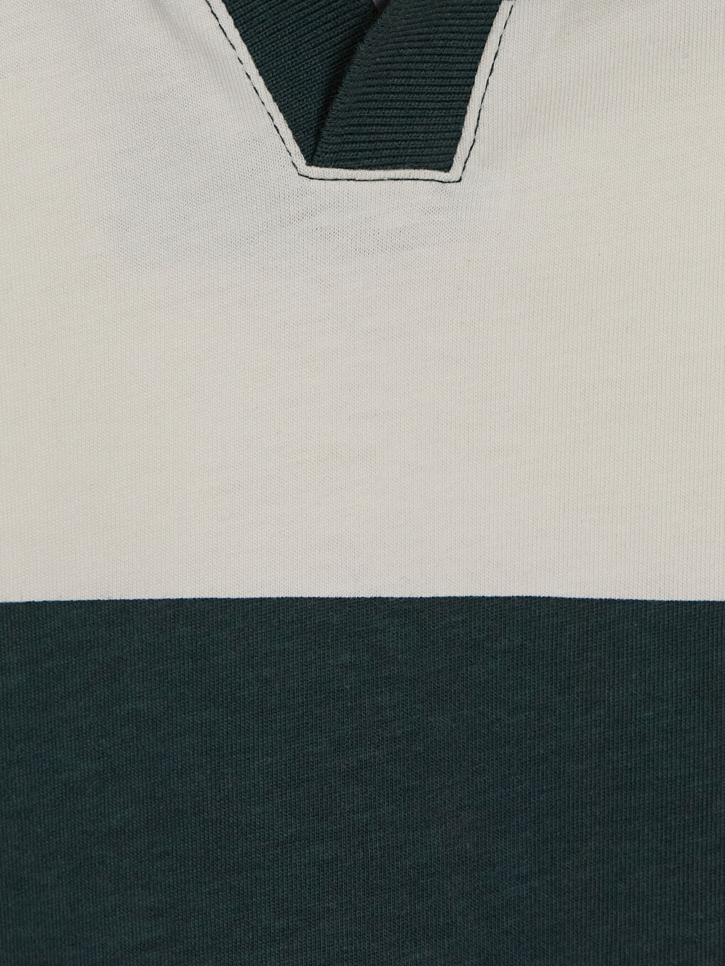 Yeşil Polo Yaka Çizgili Penye Erkek Tişört-6