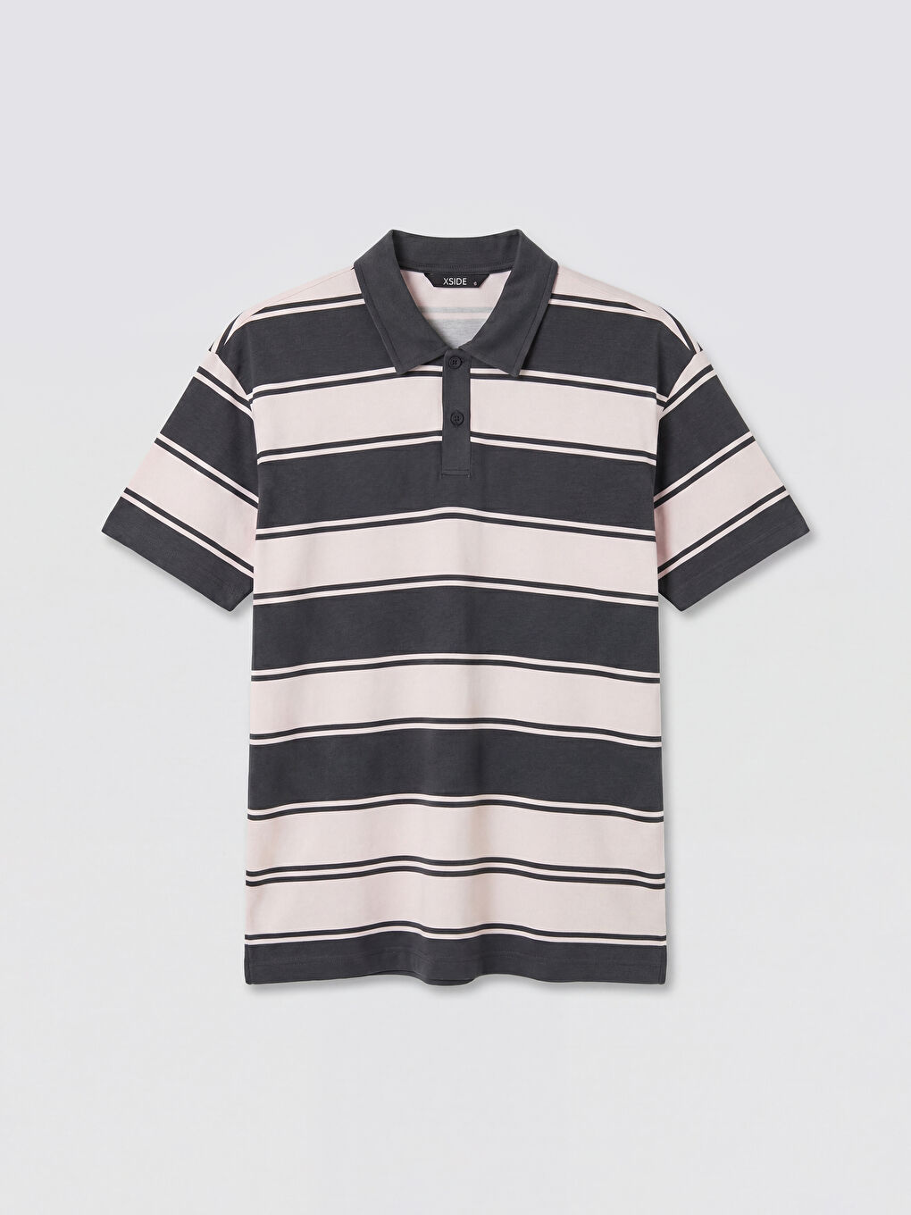 Pembe Polo Yaka Çizgili Penye Erkek Tişört
