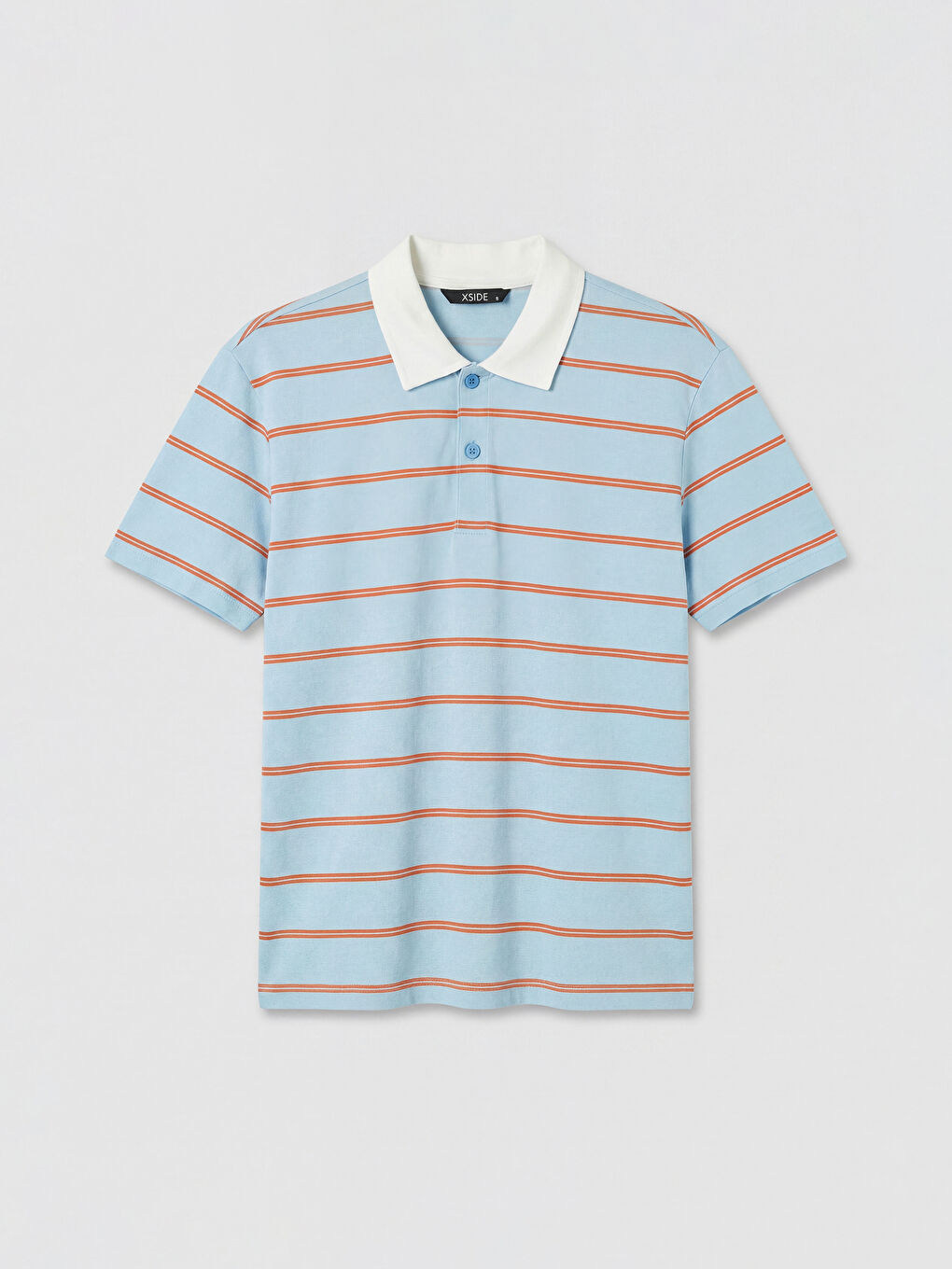 Mavi Polo Yaka Çizgili Penye Erkek Tişört
