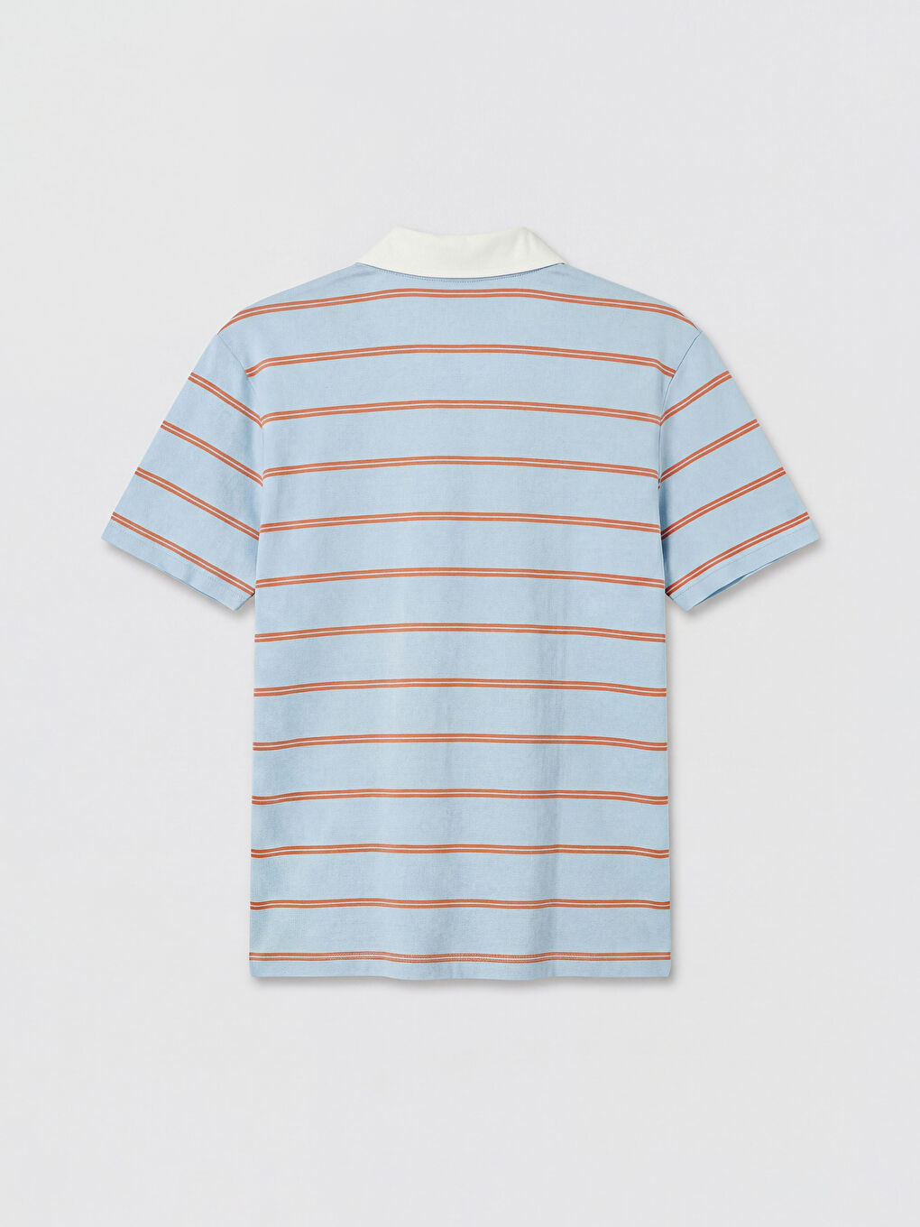 Mavi Polo Yaka Çizgili Penye Erkek Tişört-1