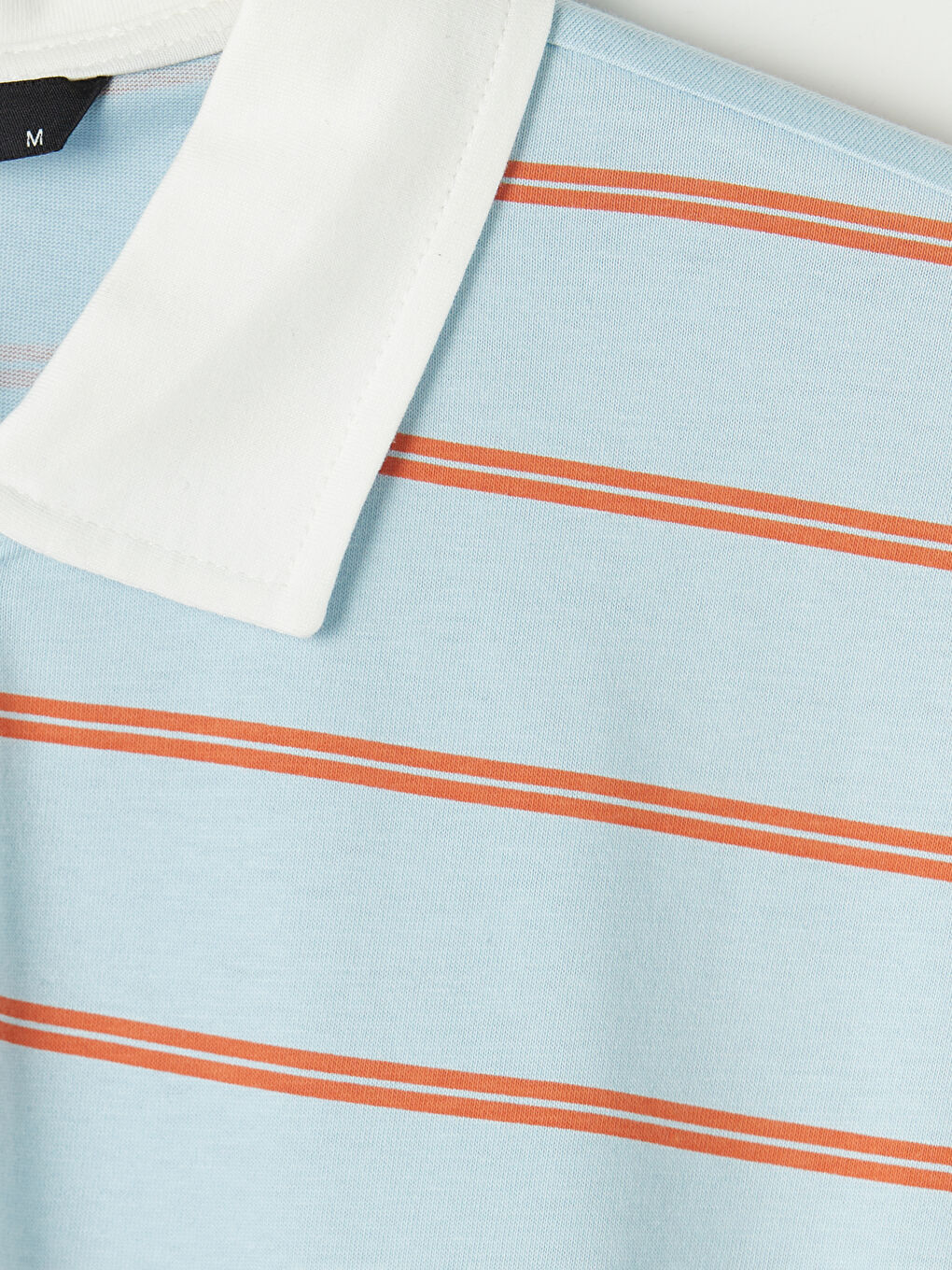 Mavi Polo Yaka Çizgili Penye Erkek Tişört-2