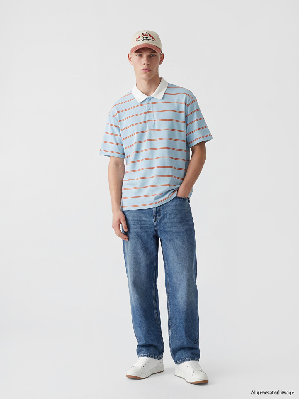 Polo Collar Striped Jersey Men's T-Shirt-1