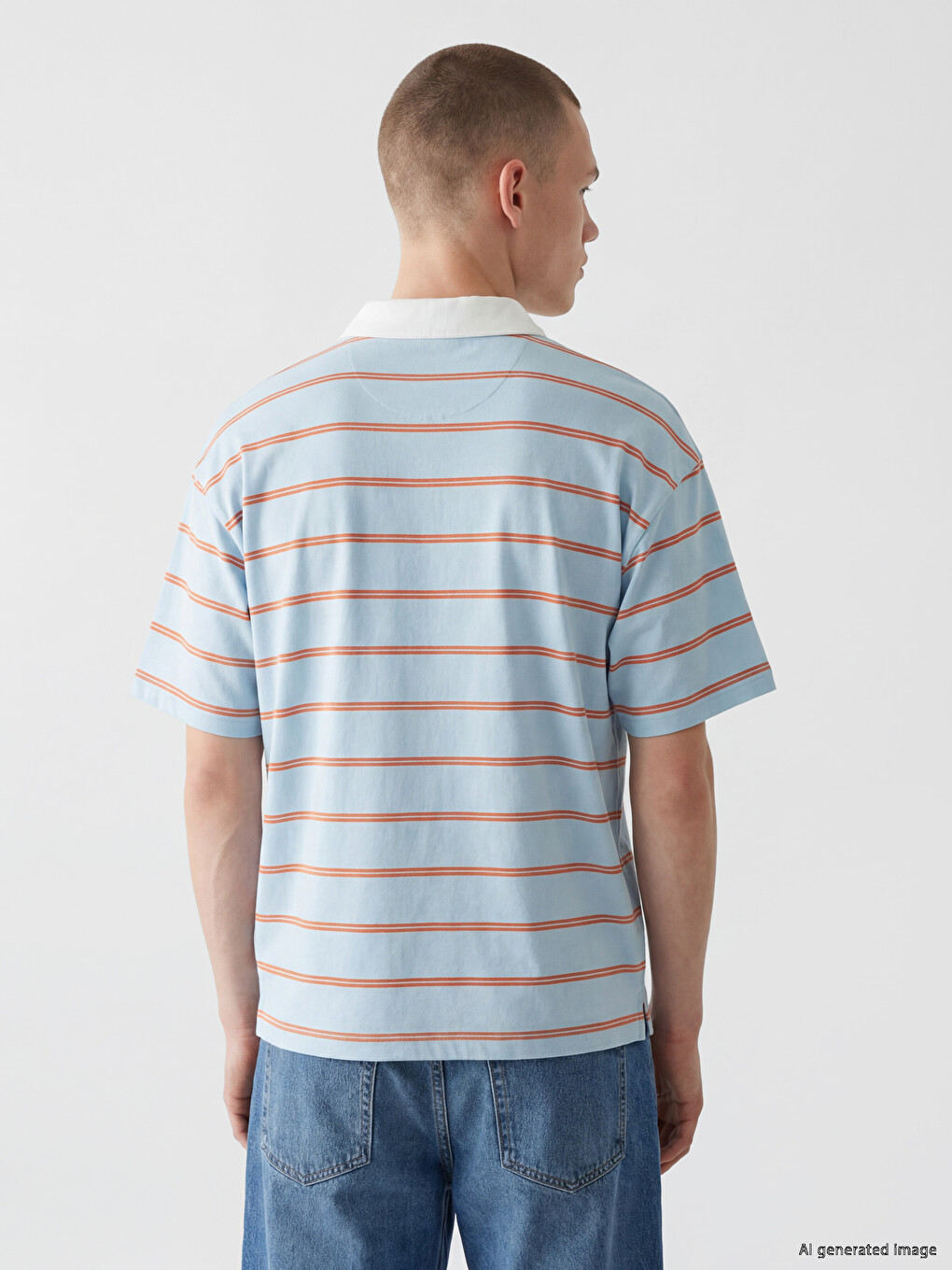 Polo Collar Striped Jersey Men's T-Shirt-3