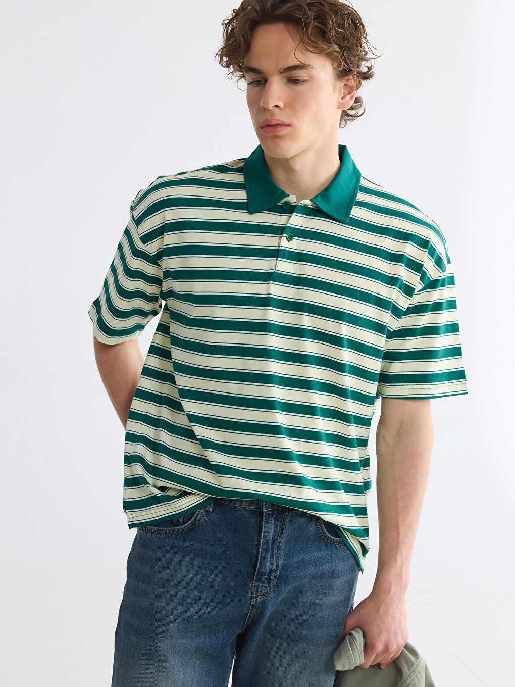 Polo Collar Striped Jersey Men's T-Shirt