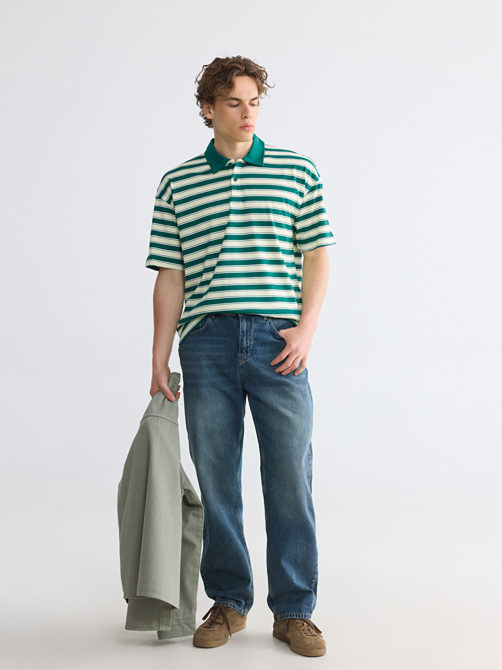 Polo Collar Striped Jersey Men's T-Shirt-1