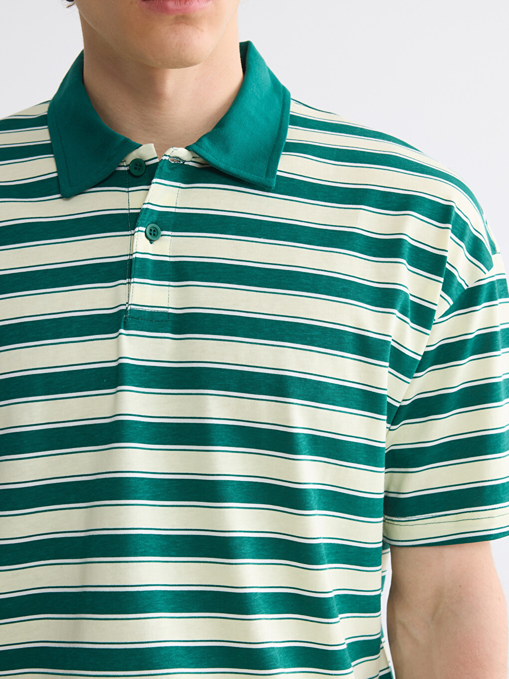 Polo Collar Striped Jersey Men's T-Shirt-2