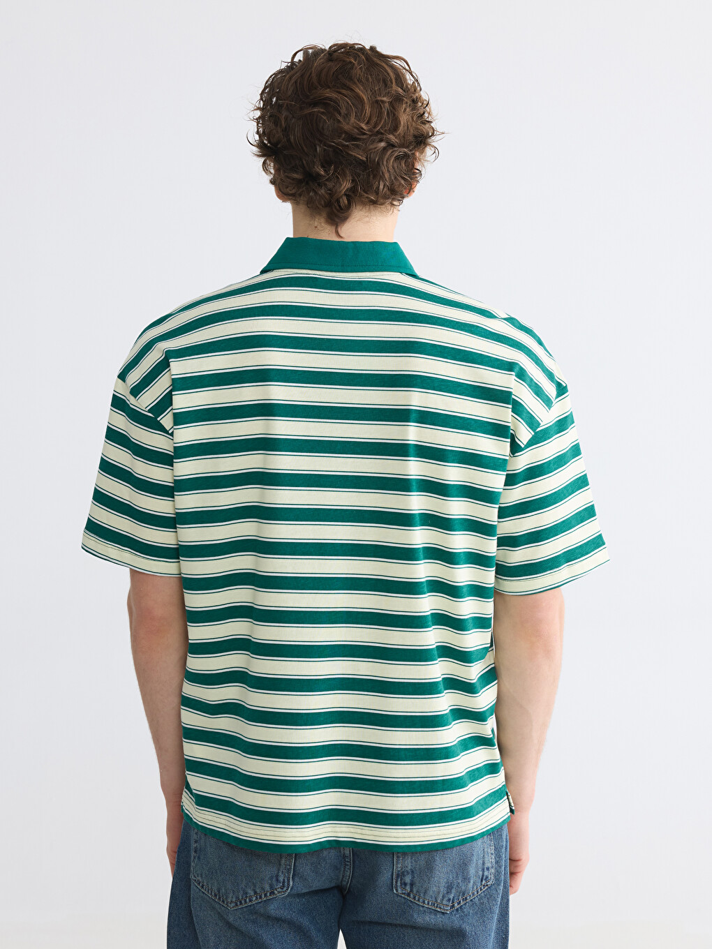 Polo Collar Striped Jersey Men's T-Shirt-3