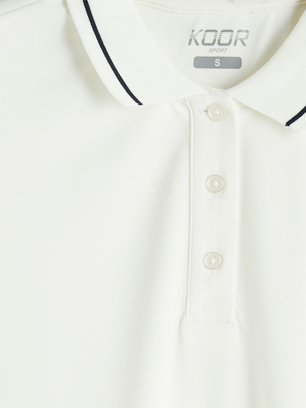 Beyaz Polo Yaka Kadın Spor Tişört-2