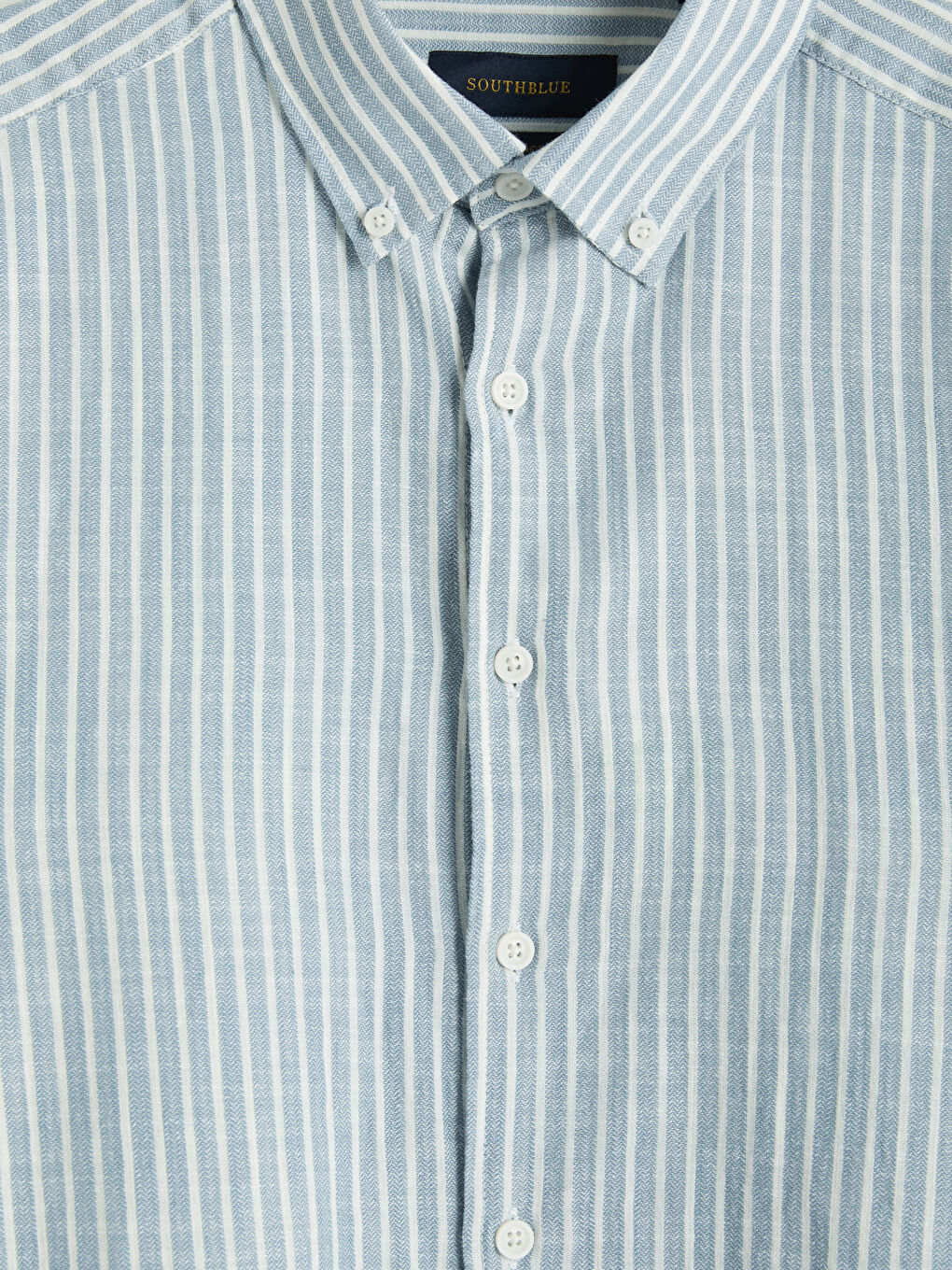 Mavi Regular Fit Çizgili Dokulu Erkek Gömlek-6