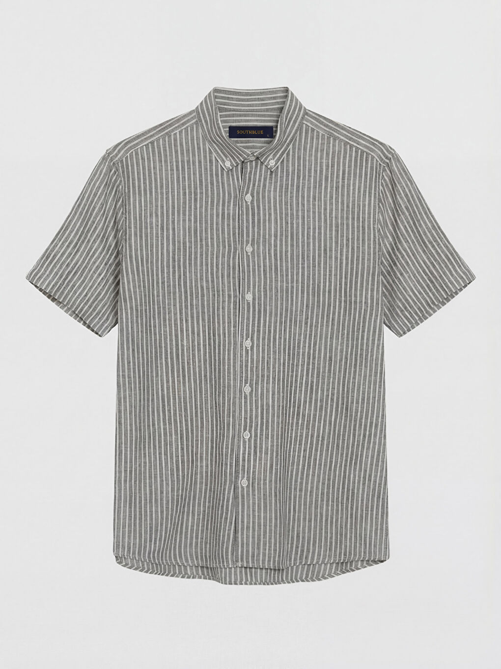 Haki Regular Fit Çizgili Dokulu Erkek Gömlek