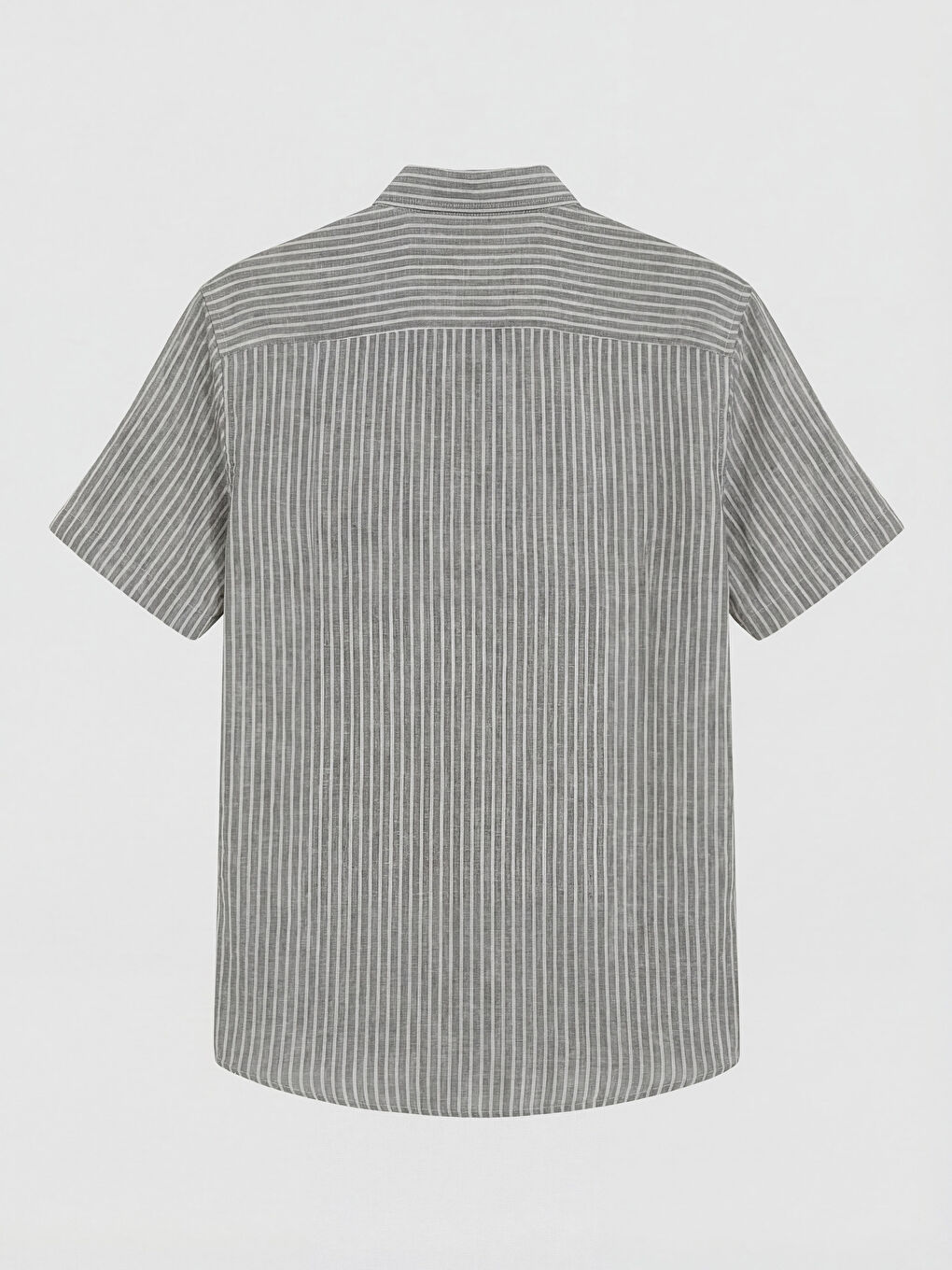 Haki Regular Fit Çizgili Dokulu Erkek Gömlek-1