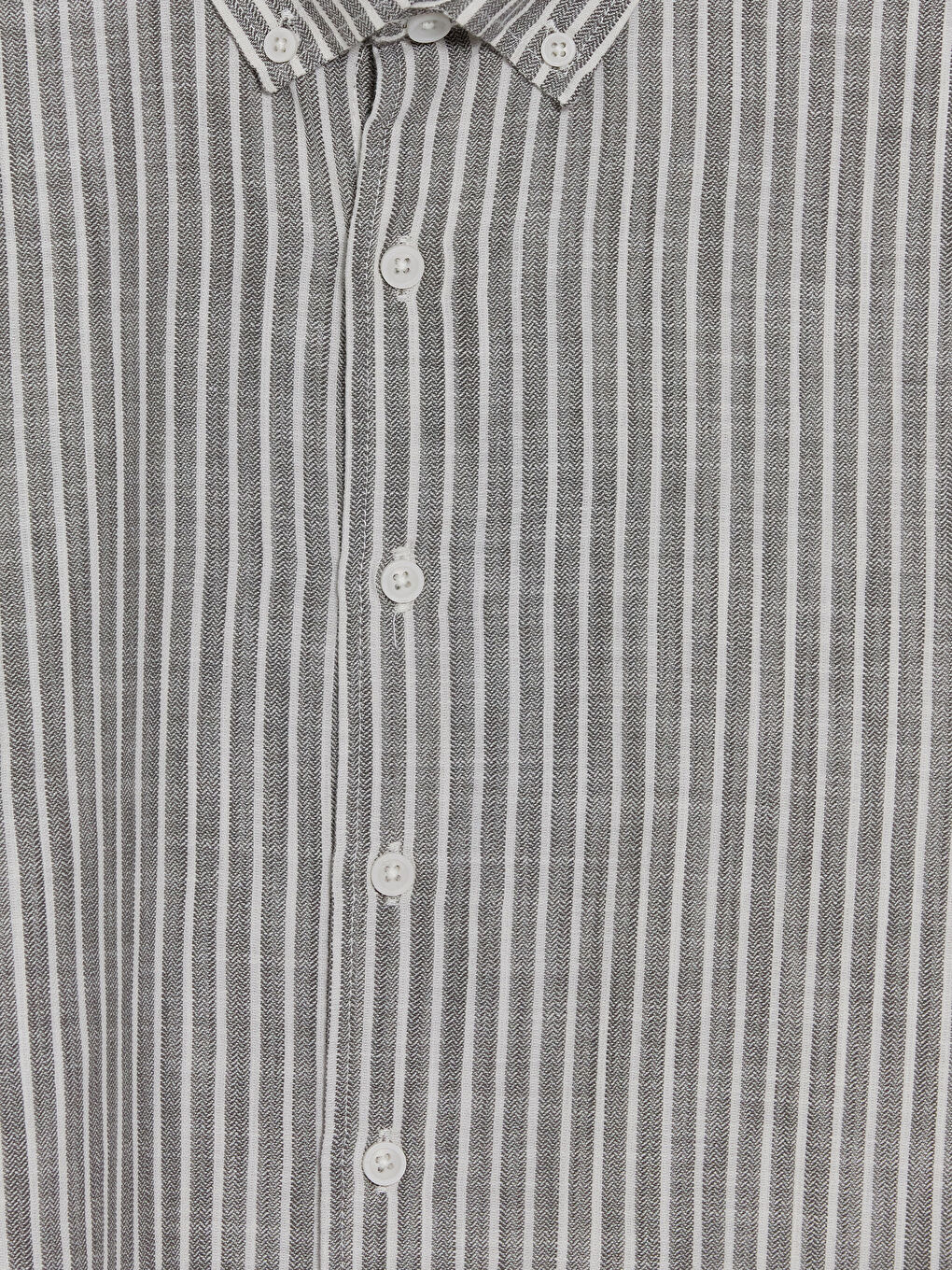 Haki Regular Fit Çizgili Dokulu Erkek Gömlek-2