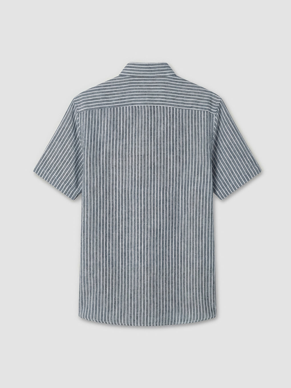 Lacivert Regular Fit Çizgili Dokulu Erkek Gömlek-1