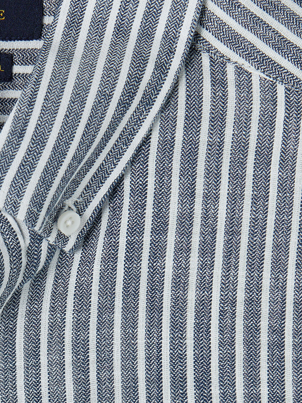 Lacivert Regular Fit Çizgili Dokulu Erkek Gömlek-2