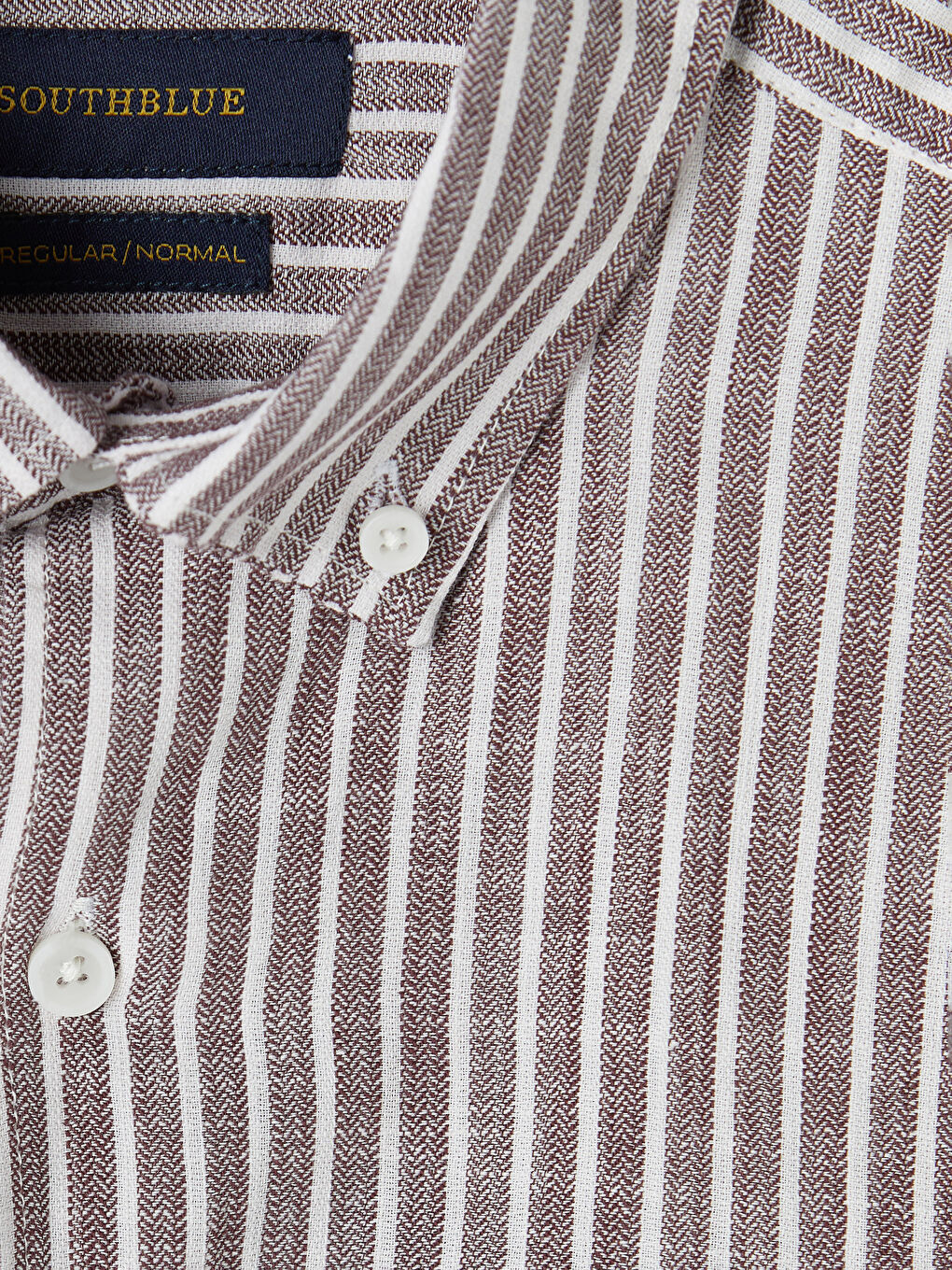Mürdüm Regular Fit Çizgili Dokulu Erkek Gömlek-2