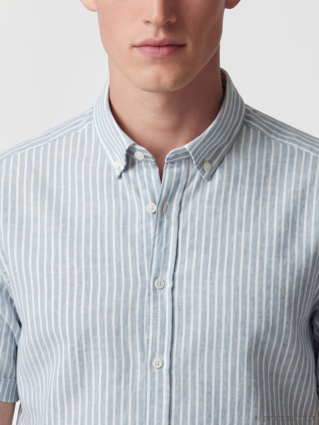 Mavi Regular Fit Çizgili Dokulu Erkek Gömlek-2