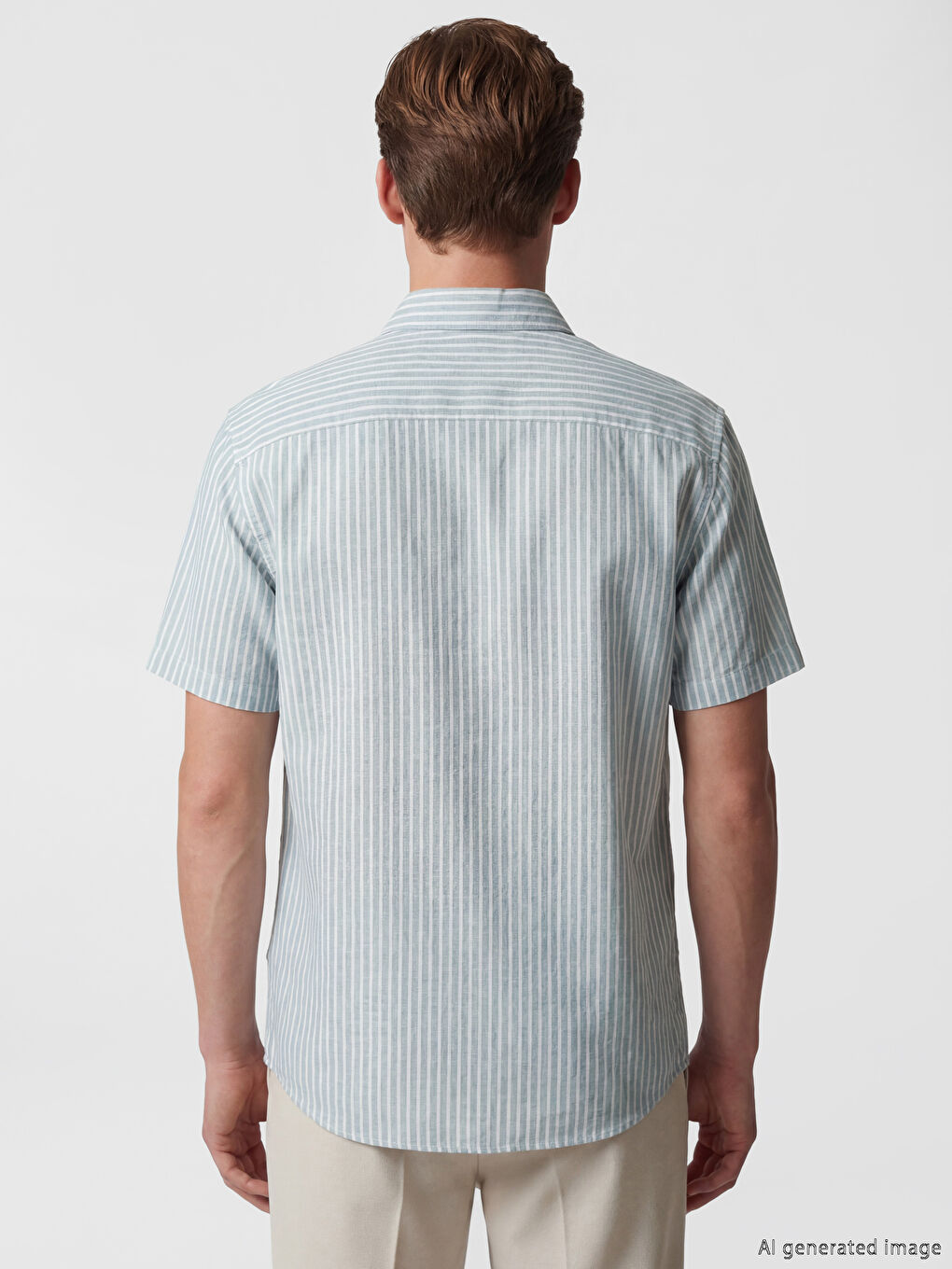 Mavi Regular Fit Çizgili Dokulu Erkek Gömlek-3
