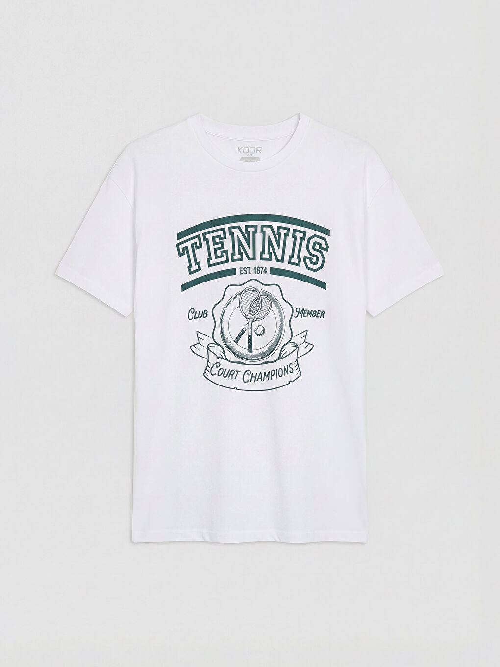 Beyaz Bisiklet Yaka Baskılı Kadın Spor Tişört-4