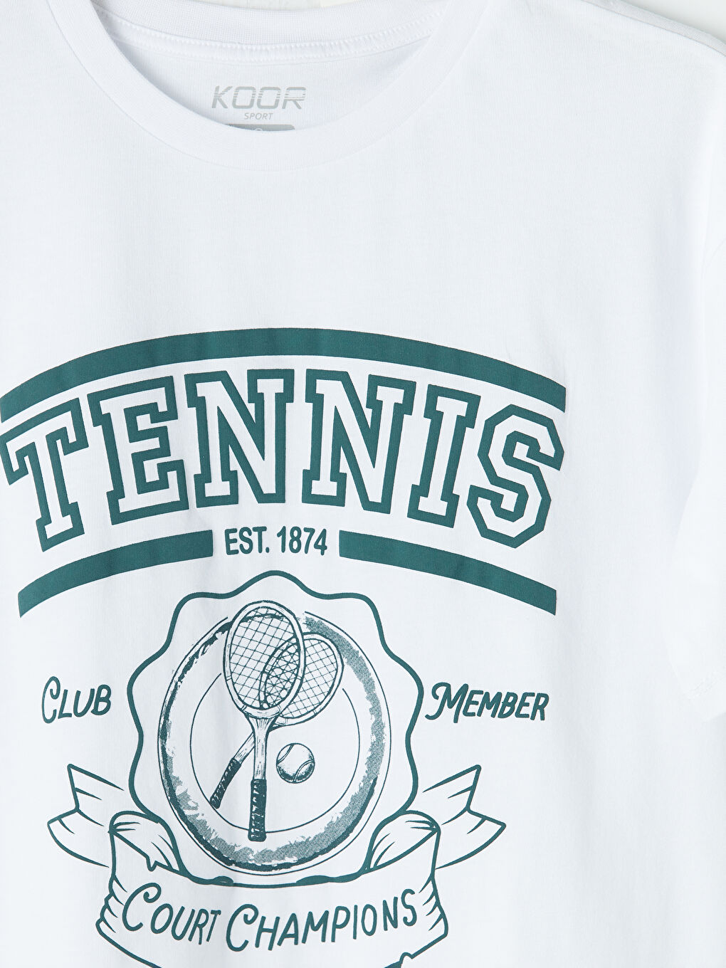 Beyaz Bisiklet Yaka Baskılı Kadın Spor Tişört-6