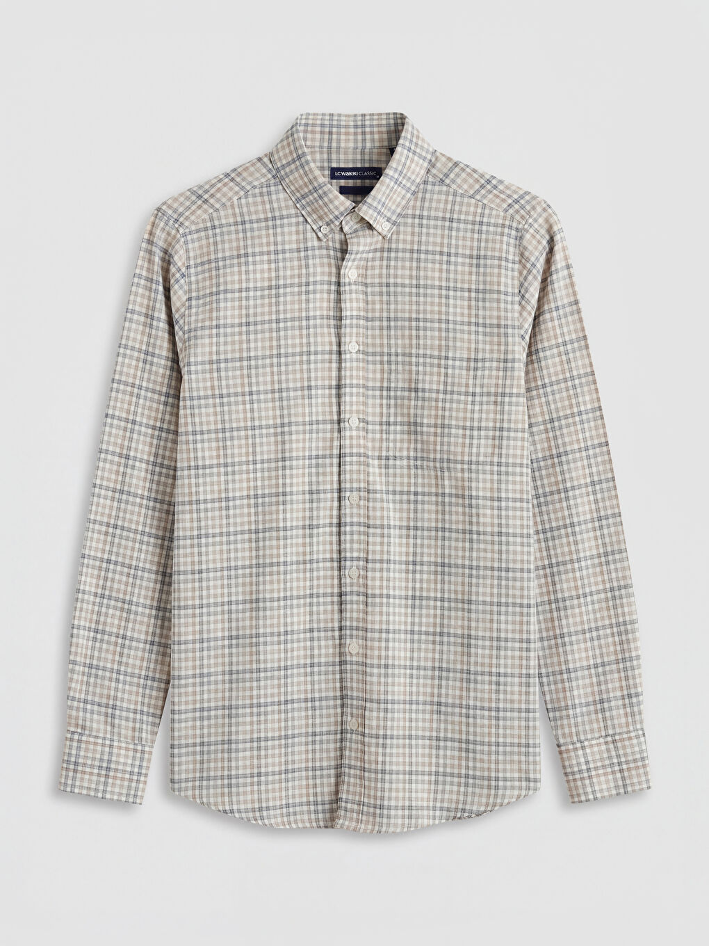 Bej Regular Fit Ekose Erkek Gömlek-4