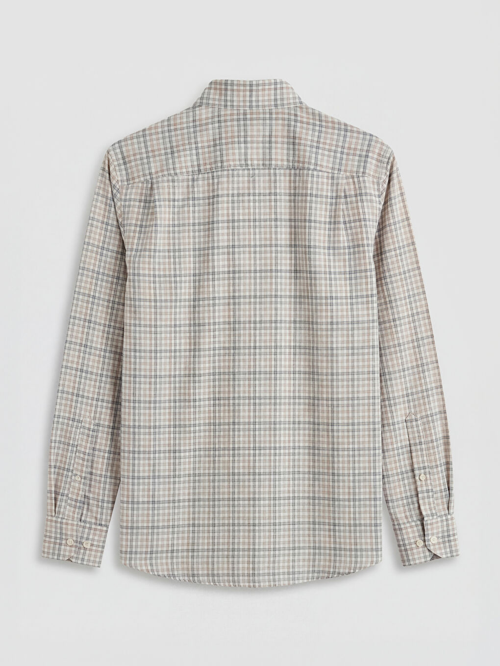 Bej Regular Fit Ekose Erkek Gömlek-5