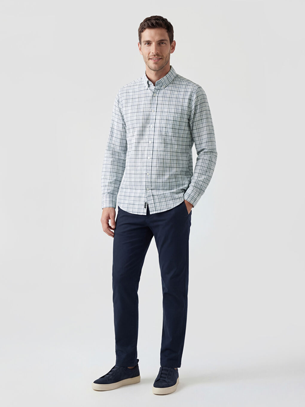 Mavi Regular Fit Ekose Erkek Gömlek-1