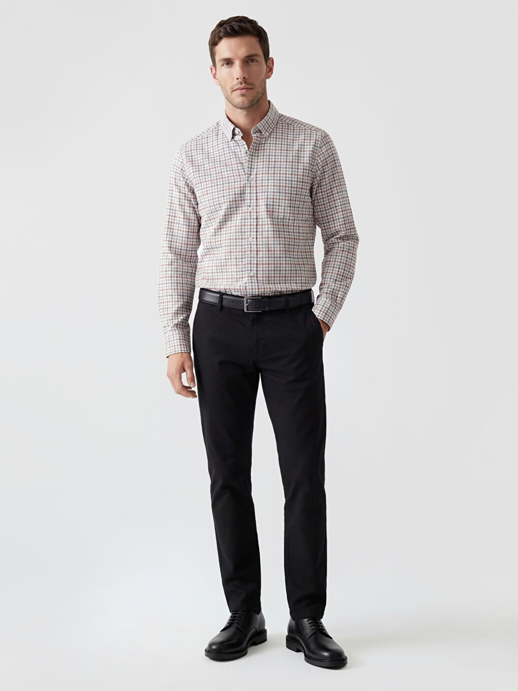 Kırmızı Regular Fit Ekose Erkek Gömlek-1