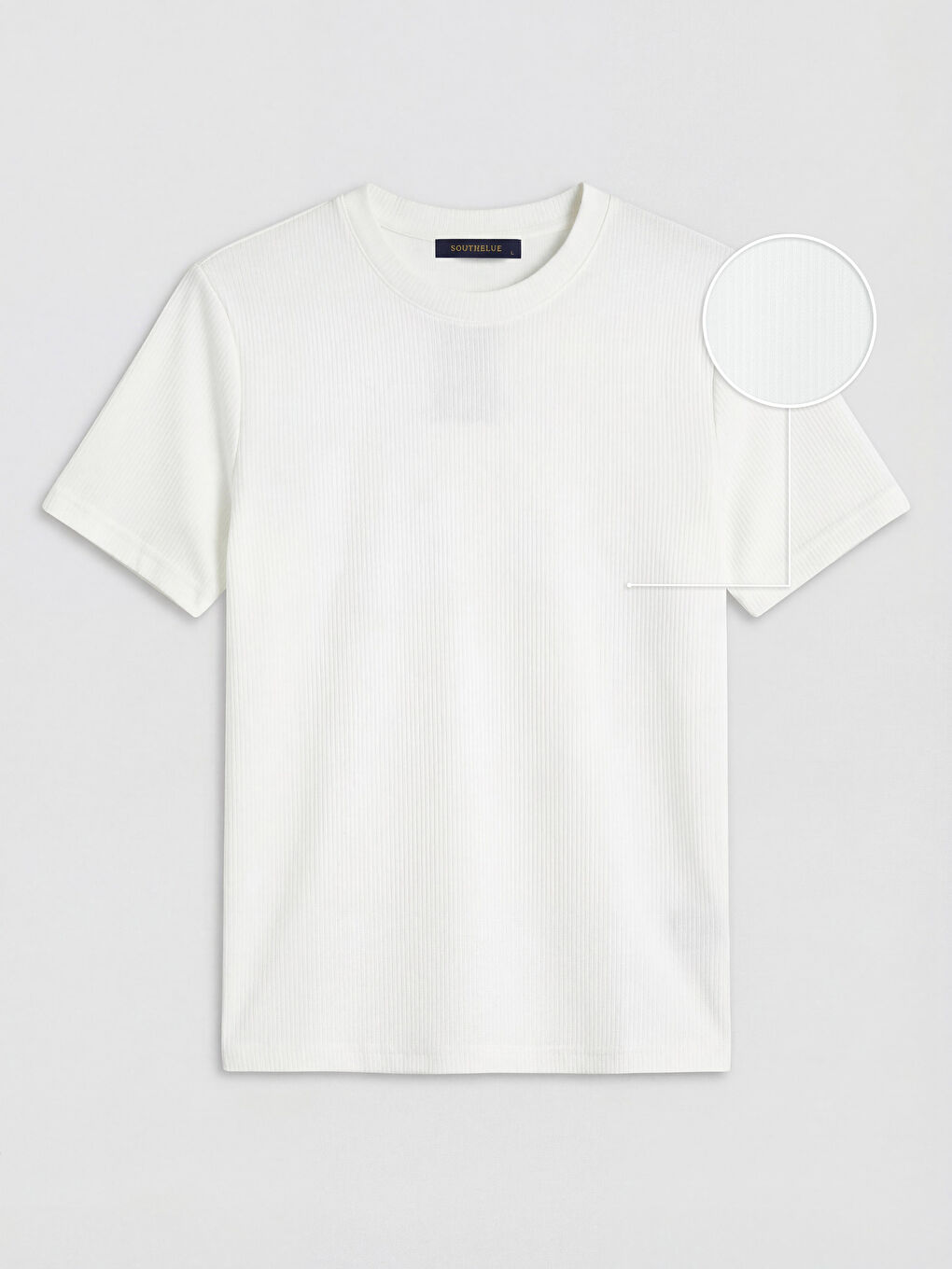 Ekru Bisiklet Yaka Fitilli Erkek Tişört