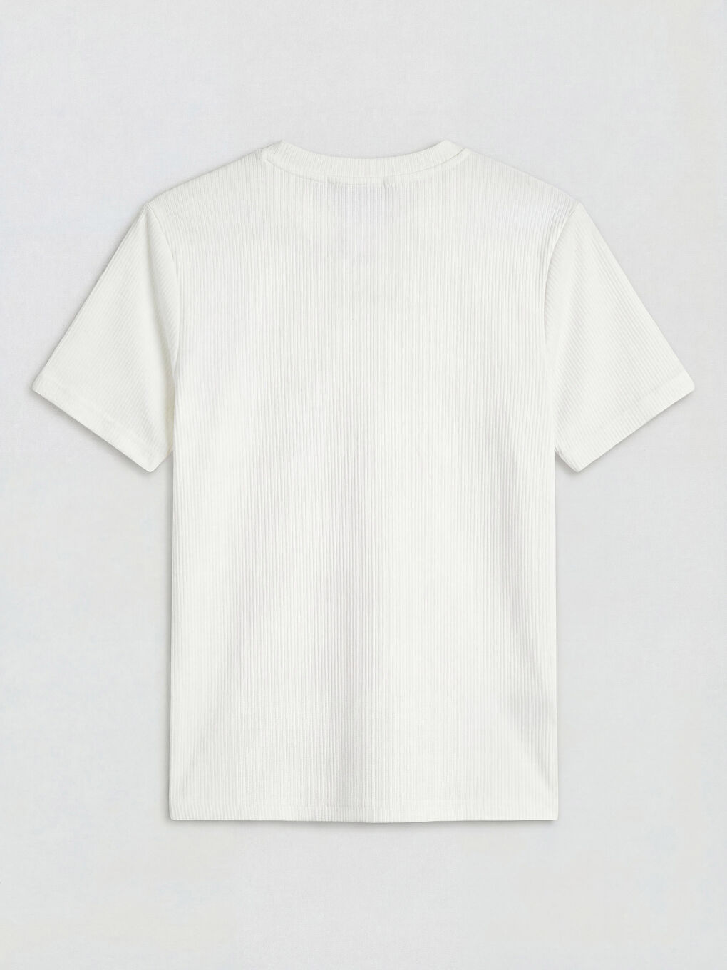 Ekru Bisiklet Yaka Fitilli Erkek Tişört-1