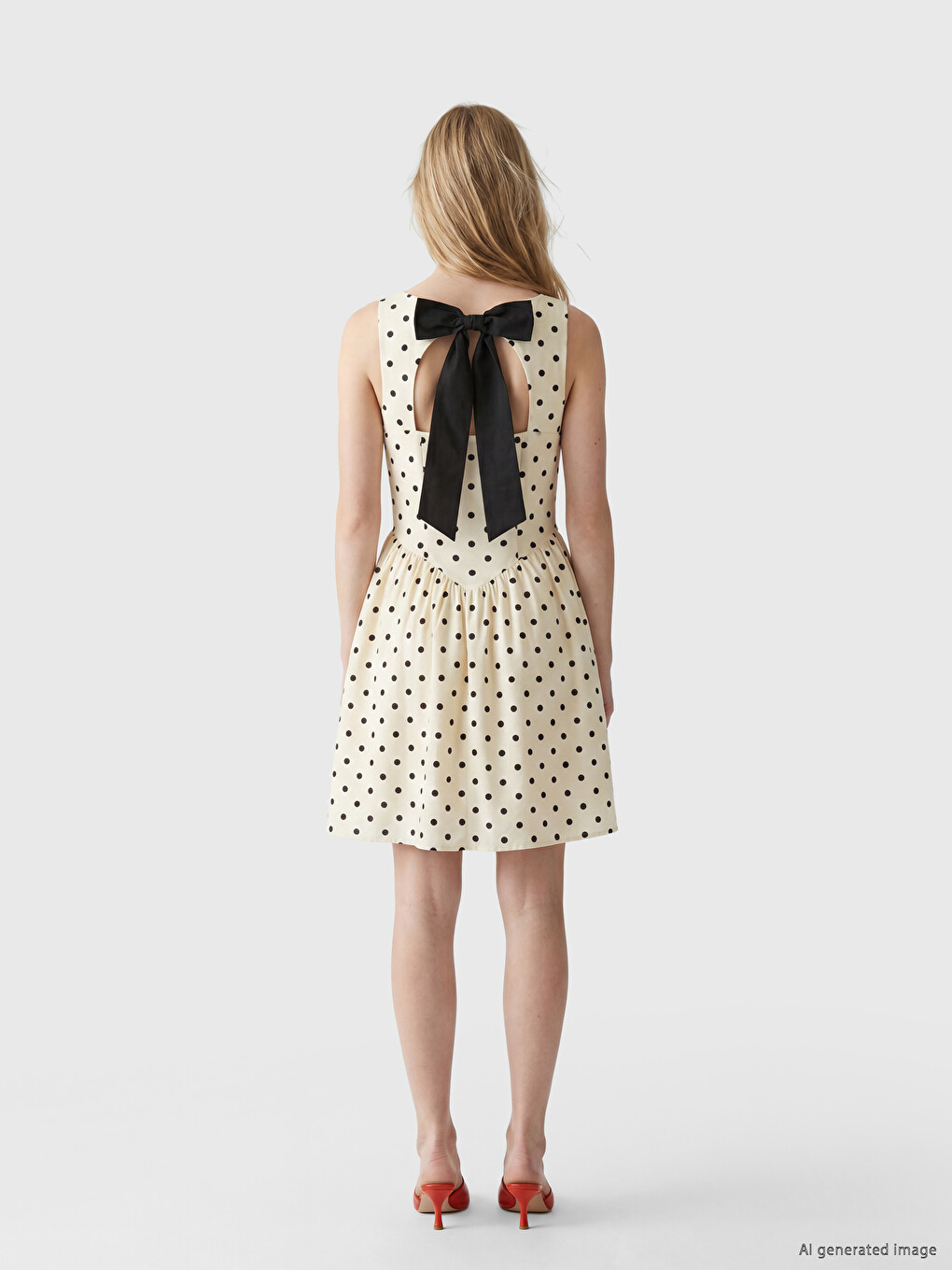 Polka Dot Bow Poplin Mini Dress-2