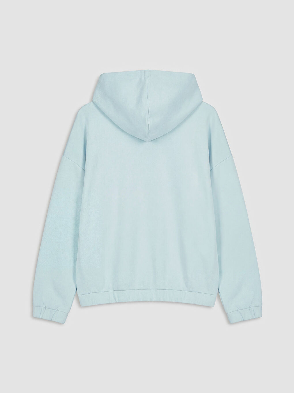 Mavi Kapüşonlu Oversize Kadın Fermuarlı Sweatshirt-1