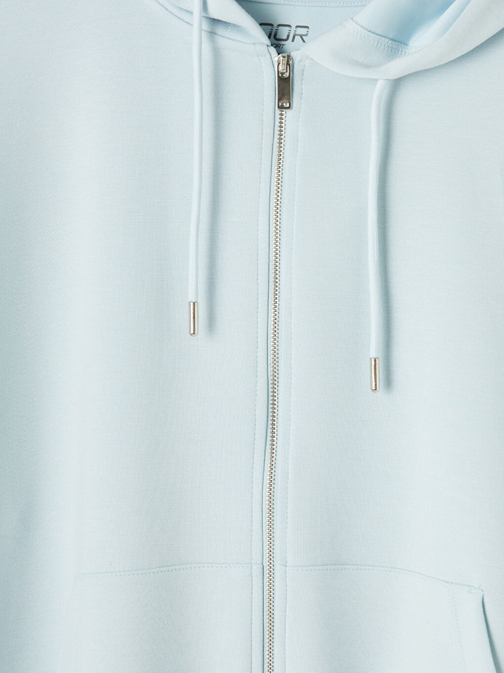 Mavi Kapüşonlu Oversize Kadın Fermuarlı Sweatshirt-2