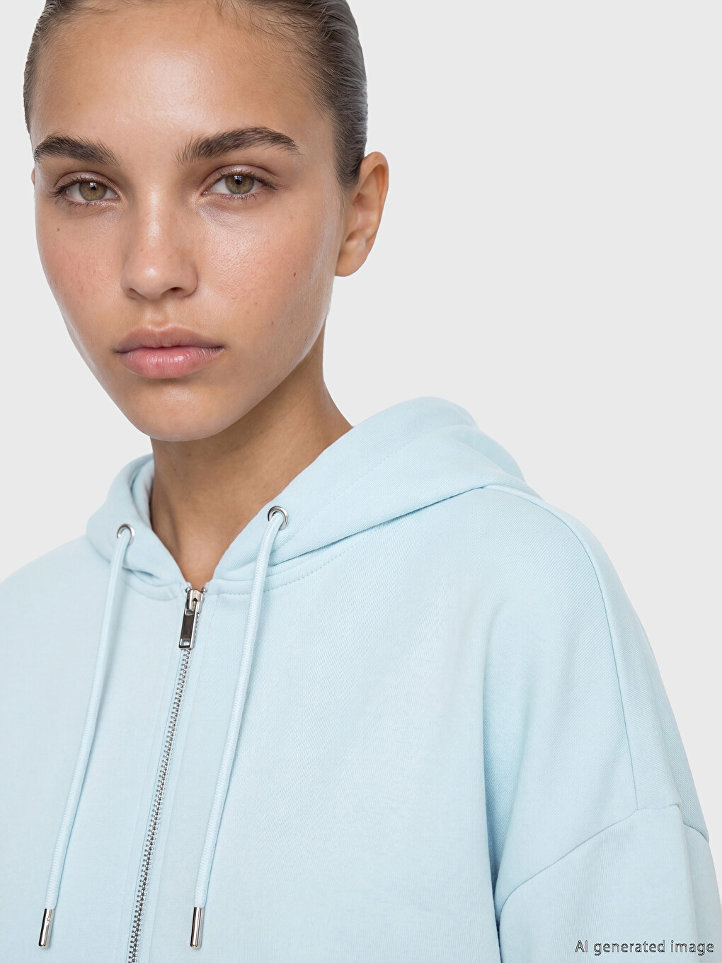 Hooded Oversize Women's Zippered Sweatshirt-2