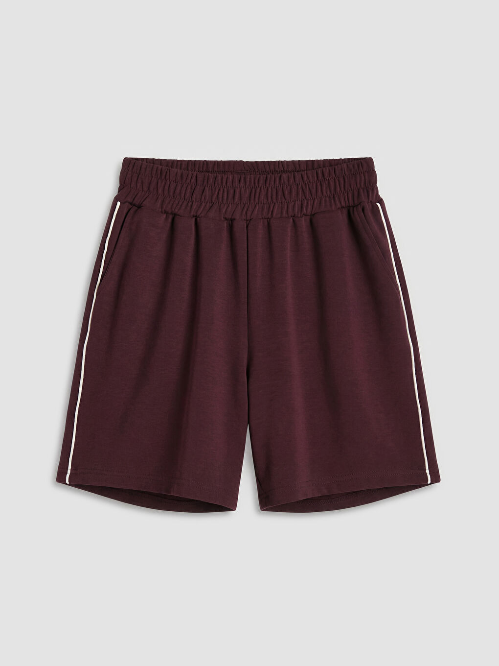 Bordo Beli Lastikli Soft Touch Kadın Spor Şort