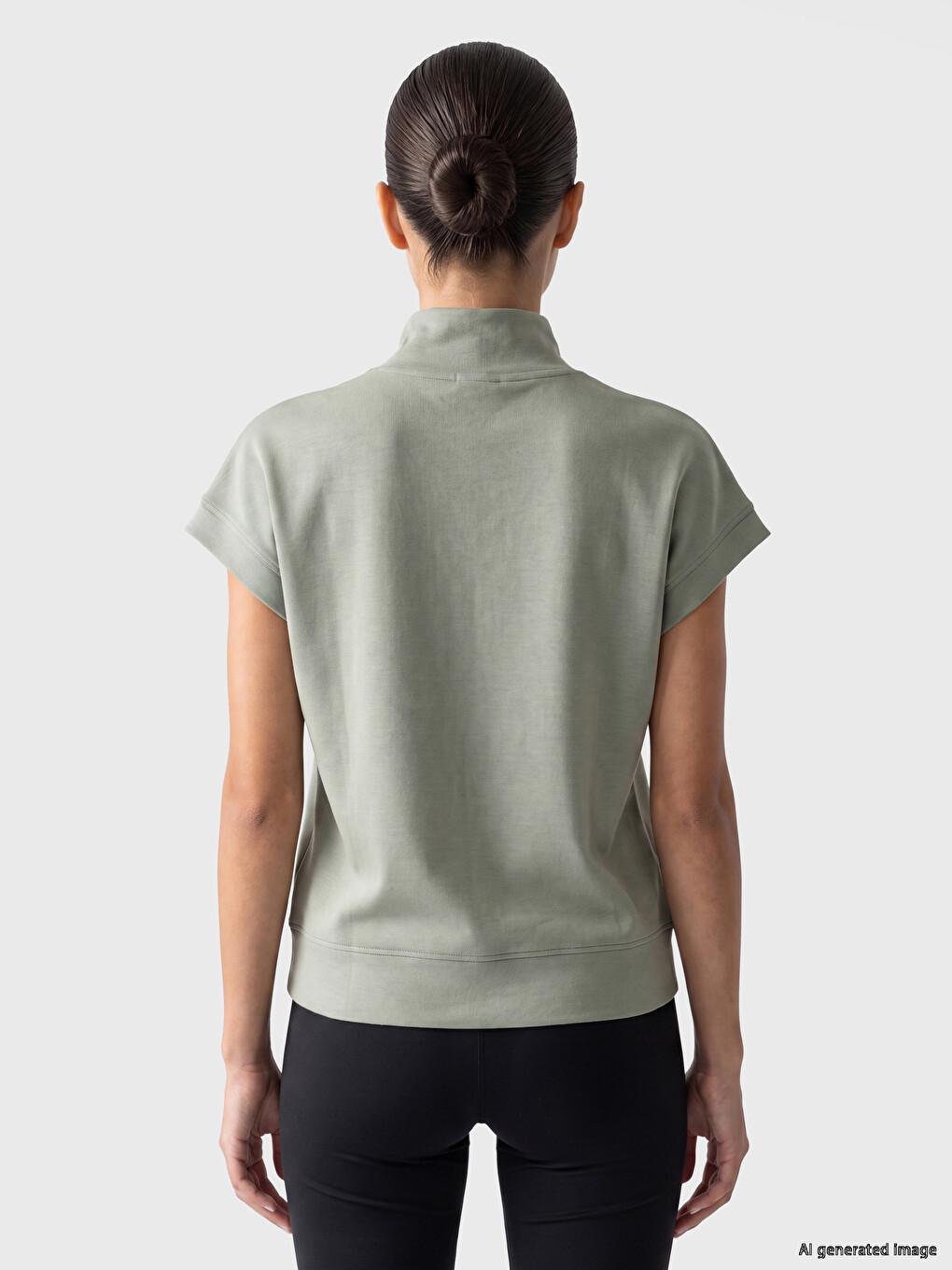 Yeşil Oversize Soft Touch Kadın Spor Tişört-3