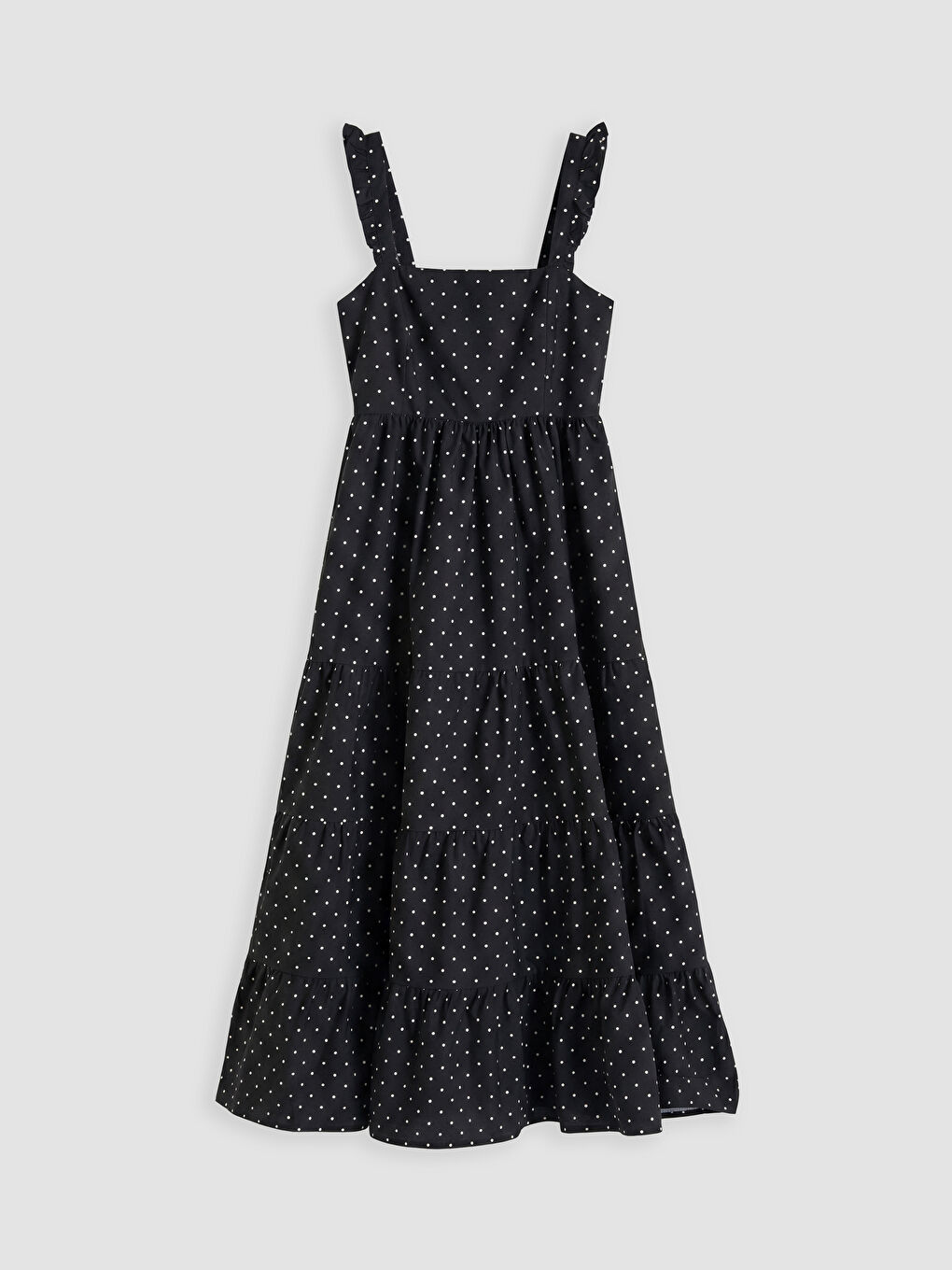 Siyah Puantiyeli Katkat Poplin Elbise