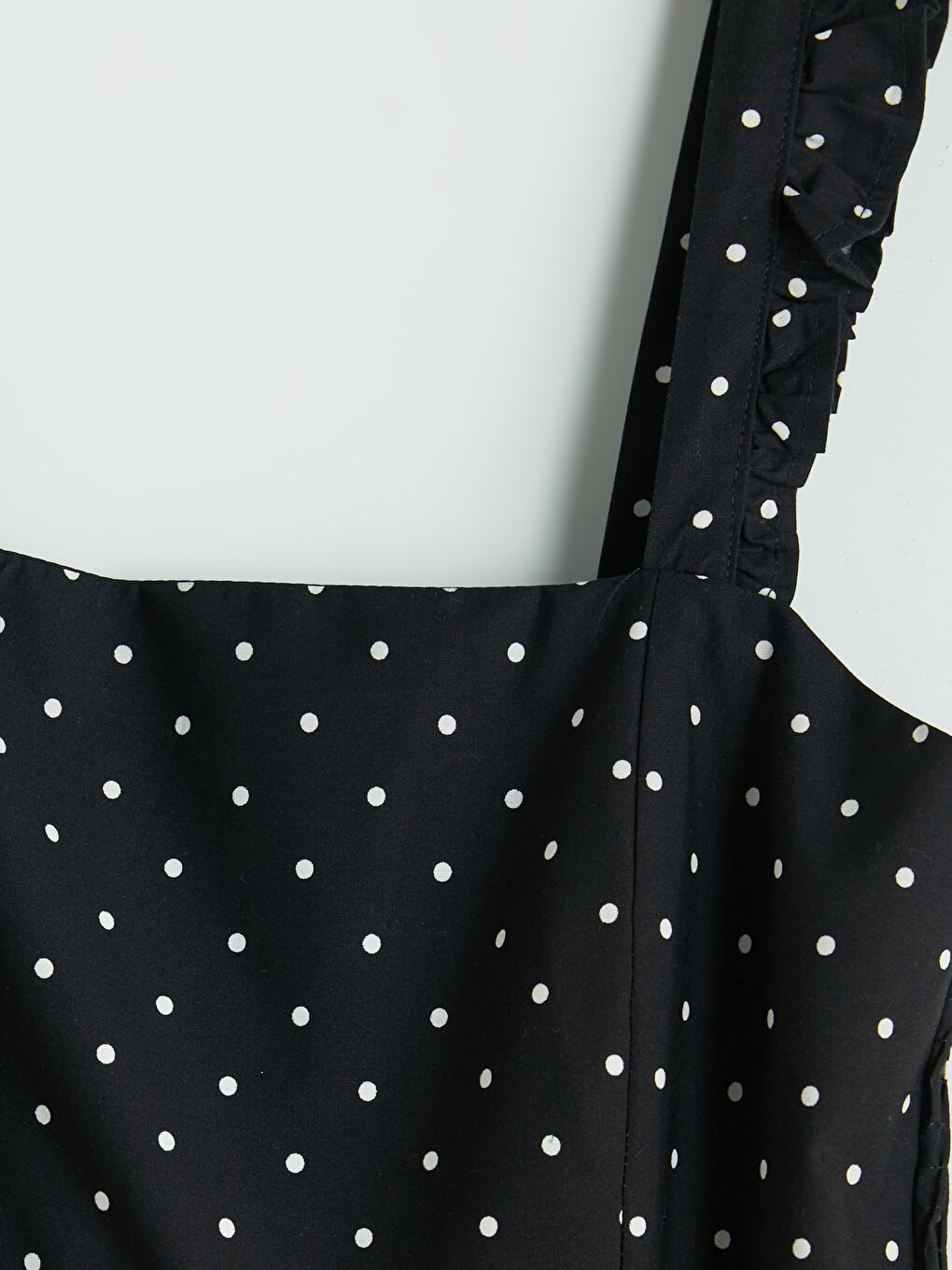 Siyah Puantiyeli Katkat Poplin Elbise-2