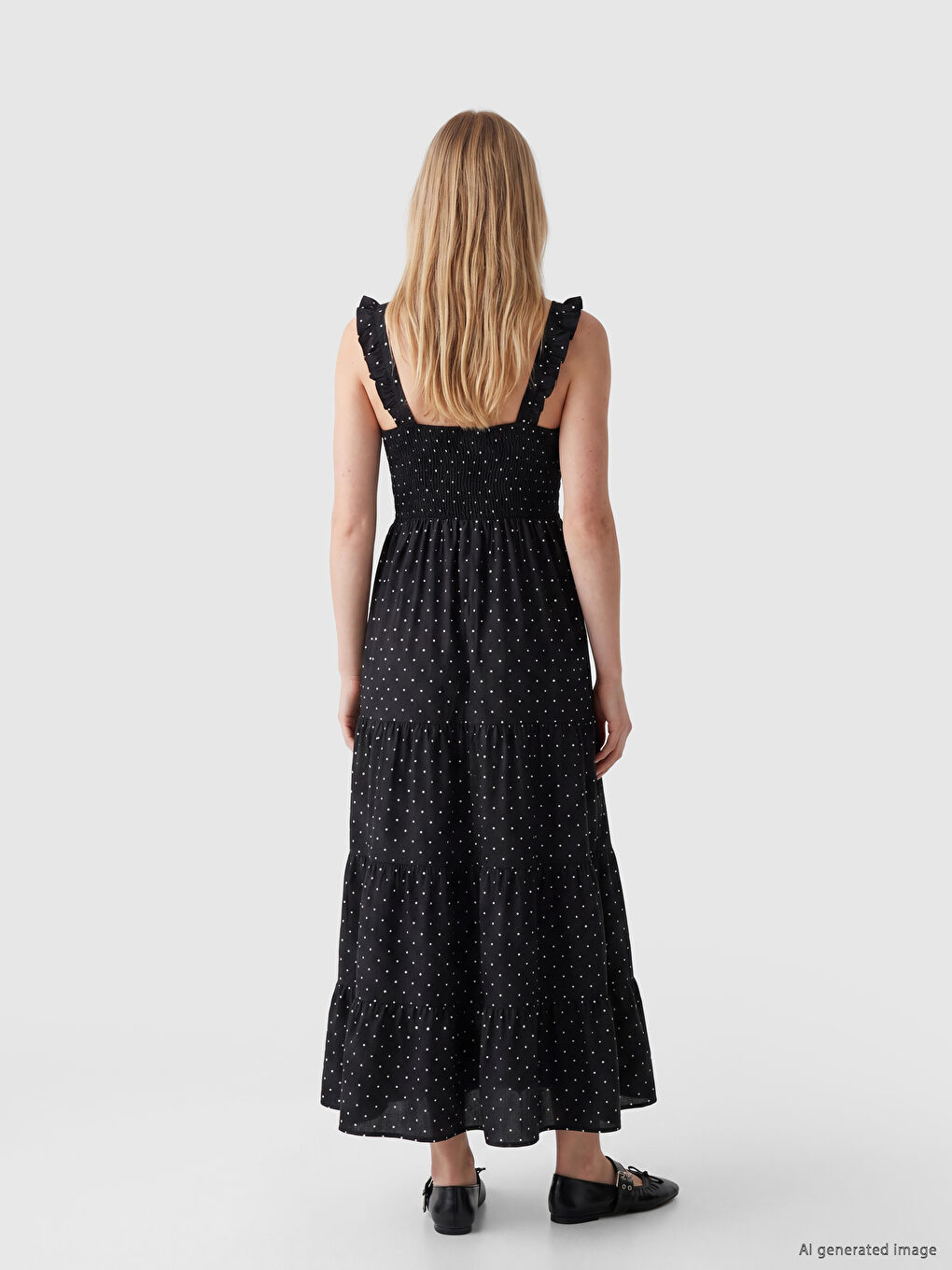 Rochie din poplin stratificată cu buline-2