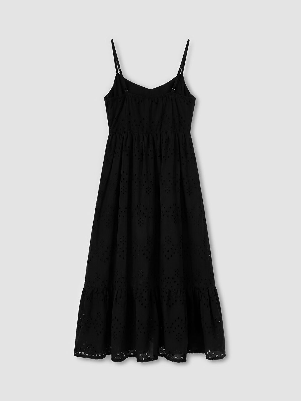 Siyah İp Askılı Belden Oturtmalı Brode Elbise-1