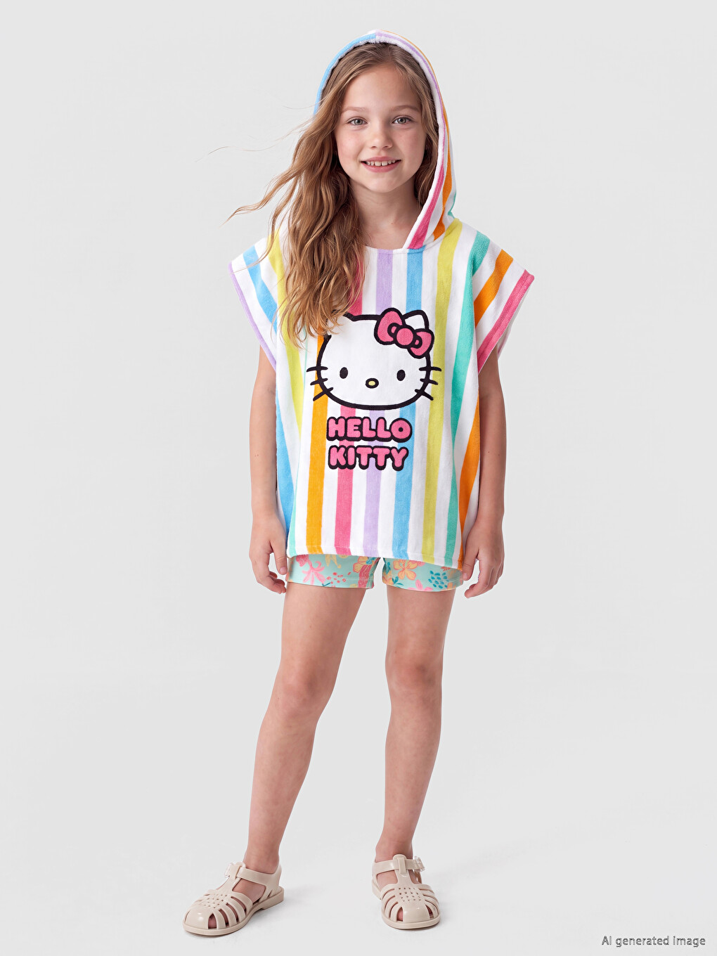 Hello Kitty Štampani Peškir Pončo Za Devojčice