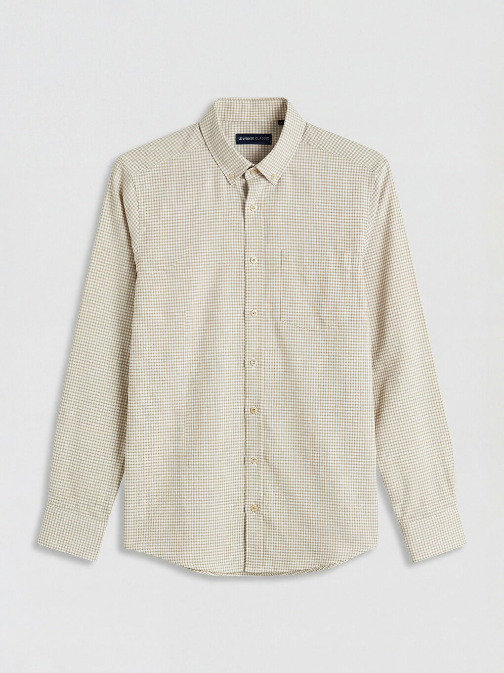 Bej Regular Fit Kareli Desenli Erkek Gömlek