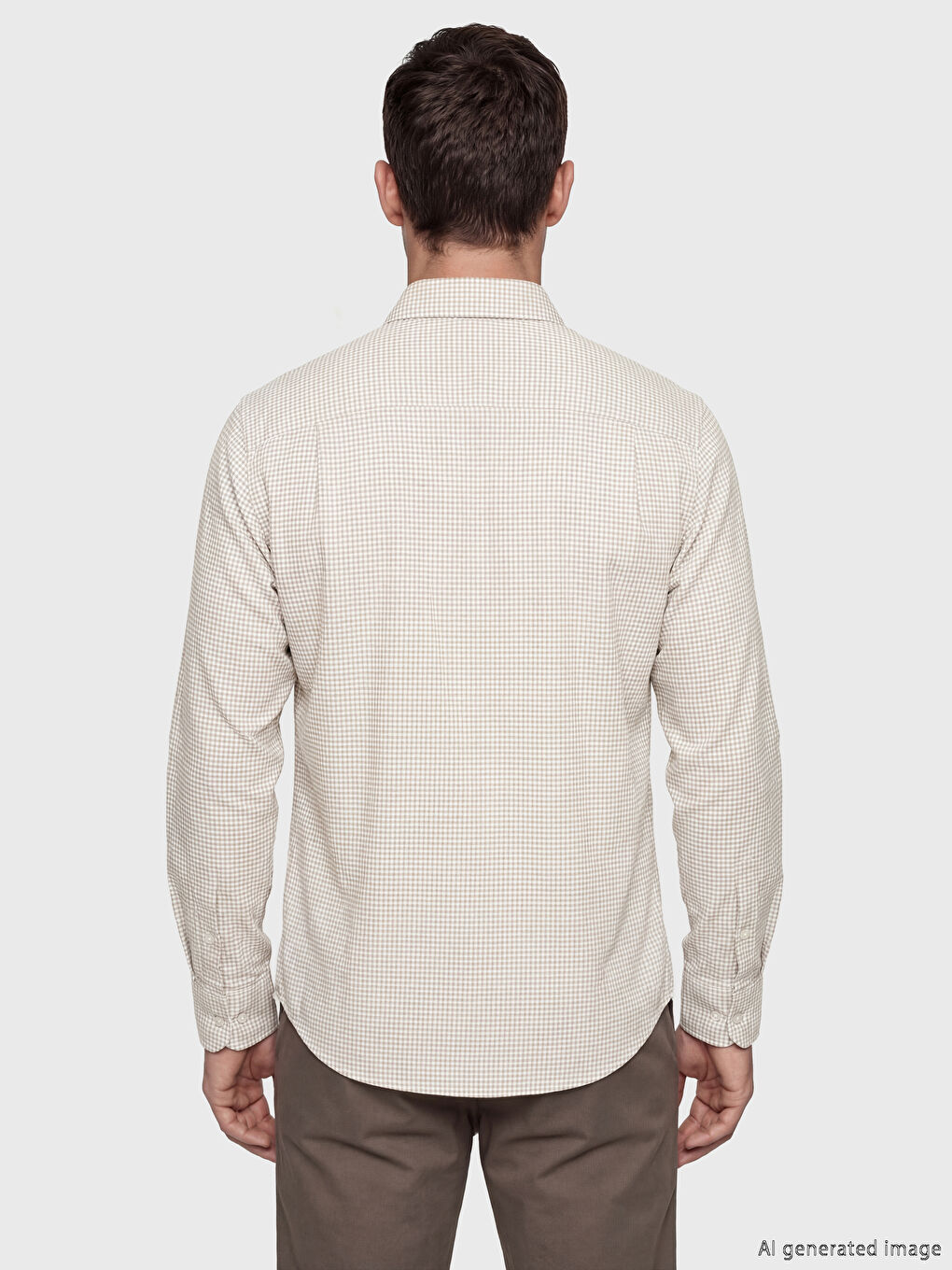 Bej Regular Fit Kareli Desenli Erkek Gömlek-2