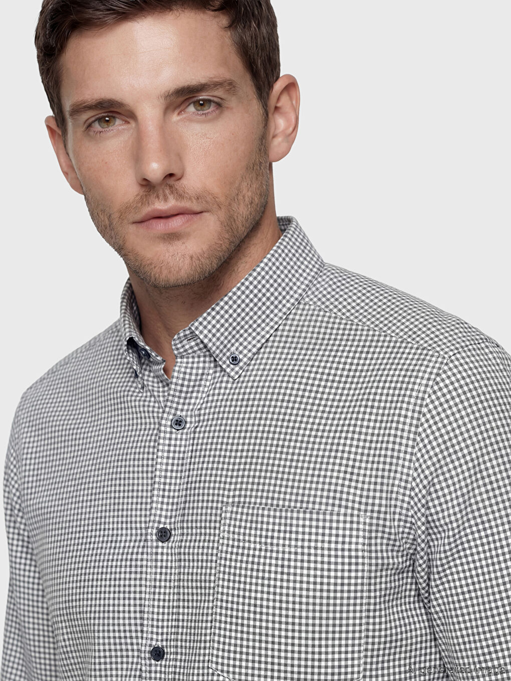 Lacivert Regular Fit Kareli Desenli Erkek Gömlek-2